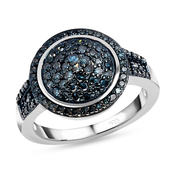 Blauer Diamant Ring, 925 Silber platiniert, (Gr&ouml;&szlig;e 16.00), ca. 0.75 ct image number 4