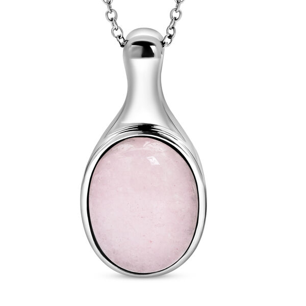 2er-Set, Rosenquarz Solit&auml;r Ring und Anh&auml;nger mit Kette in Silber, 27,00 ct. image number 6