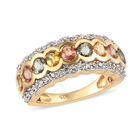 Mehrfarbig Saphir und Zirkon Ring 925 Silber 585 Vergoldet image number 3
