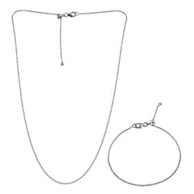 2er-Set - Ankerkette und Armband, platiniertes Silber