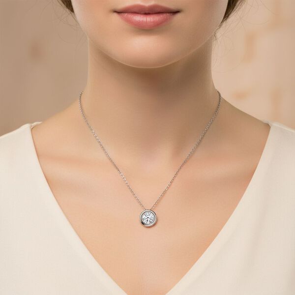 LUXURIANT VS-EF Labor Diamant Anh&auml;nger mit 50cm Kette, 925 Silber platiniert- 0,25 ct. image number 2