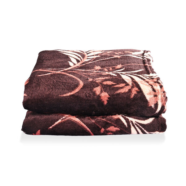 " Livmore  Printed flannel blanket 155 gms Size-150x220 cms Color-Coffee and White" image number 5
