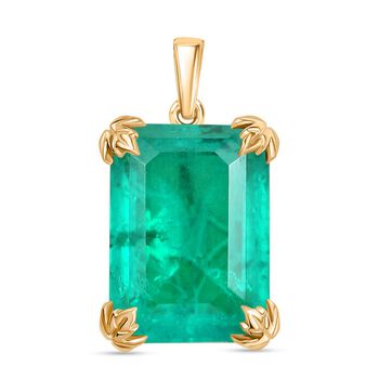 D'Joy Smaragd Triplett Quarz Anh&auml;nger - 18,56 ct.