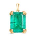 D'Joy Smaragd-Quarz Triplette Anhänger 925 Silber 750 Gelbgold Vermeil ca. 18,56 ct.