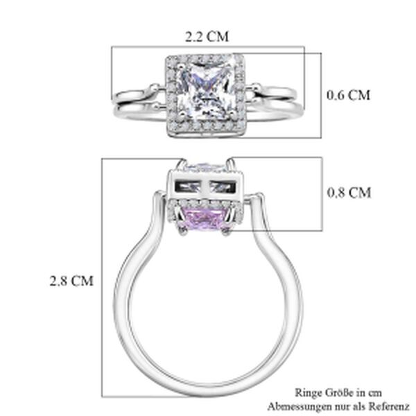 Rosa Zirkonia, Wei&szlig;er Zirkonia Ring Nickelfreies Messing (Gr&ouml;&szlig;e 17.25) image number 6