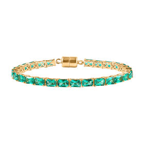 LUXURIANT DIAMOND - AAA Lab Grown Kolumbianischer Smaragd Armband ca. 19 cm 925 Silber 750 Gelbgold Vermeil ca. 15.80 ct