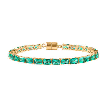 LUXURIANT AAA Labor kolumbianisches Smaragd 19cm Armband, 925 Silber 750 Gelbgold Vermeil - 15,80 ct.