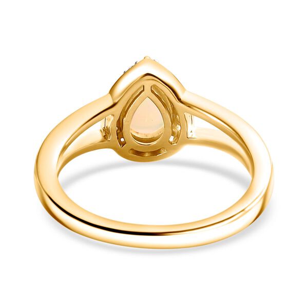 AA Natürlicher, äthiopischer Welo Opal, Weißer Zirkon Ring 925 Silber vergoldet (Größe 20.00) ca. 0,71 ct image number 6