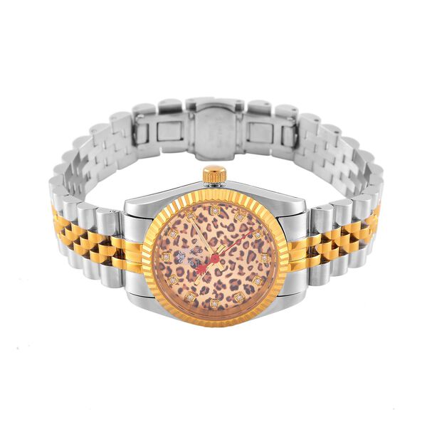 WILLIAM HUNT Moissanit-Akzent-Uhr, Schweizer Uhrwerk und silbernem Schneeleoparden-Zifferblatt image number 4