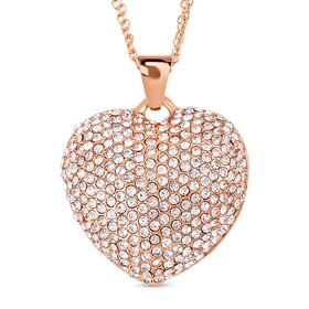Weißer Kristall-Herz-Anhänger mit 73cm Kette in Roségoldton