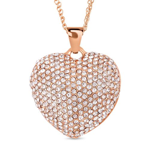 Weißer Kristall-Herz-Anhänger mit 73cm Kette in Roségoldton image number 0
