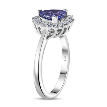 LUXURIANT AAA Tansanit und Labor Diamant Ring in 417 Wei&szlig;gold - 1,53 ct.