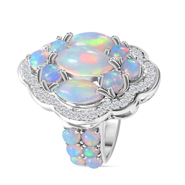 AA nat&uuml;rlicher, &auml;thiopischer Welo Opal und Zirkon-Ring - 5,96 ct. image number 2