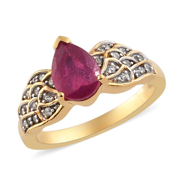 Afrikanischer Rubin und Zirkon Ring 925 Silber vergoldet  ca. 1,82 ct image number 4