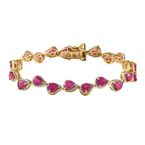 Afrikanischer Rubin (Fissure gef&uuml;llt) Armband, ca. 18 cm, 925 Silber Gelbgold Vermeil ca. 10.16 ct