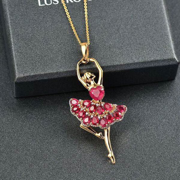 D'Joy Afrikanischer Rubin und Zirkon Anh&auml;nger mit 50cm Kette - 4,28 ct. image number 2