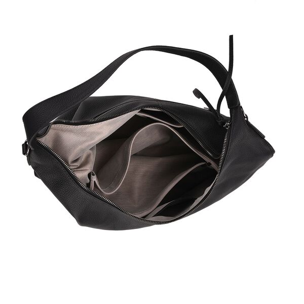 Echtleder-Hobo-Tasche mit abnehmbarem Schulterriemen, 41x10x35cm, Tiefschwarz image number 6