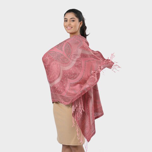 Jamawar-Schal aus Modal-Seiden, 70x200cm, Rosa image number 3