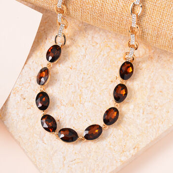 Brauner Kristall, Wei&szlig;er Kristall Halskette ca. 50 cm  Std Gelb