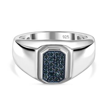 Blauer Diamant Ring 925 Silber rhodiniert (Gr&ouml;&szlig;e 18.00) ca. 0.25 ct