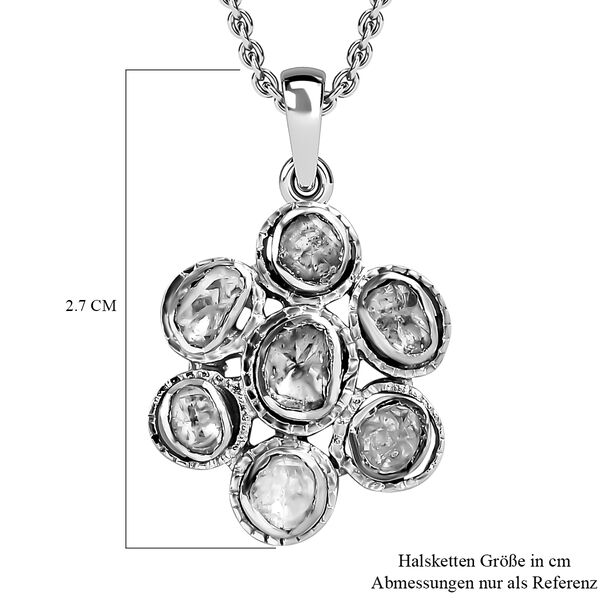 Handgearbeiteter, nat&uuml;rlicher Polki Diamant Anh&auml;nger mit 50cm Kette - 0.50 ct image number 6