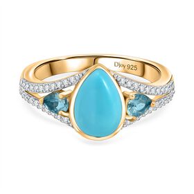 D'Joy AA Sleeping Beauty Türkis, blauer Apatit und Zirkon Ring - 2 ct.