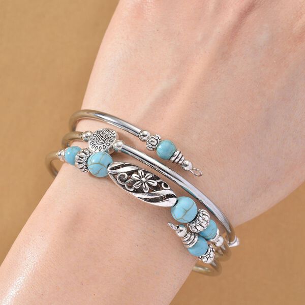 Flexibles und schwarz oxidiertes blaues Howlith Armband - 40 ct. image number 2