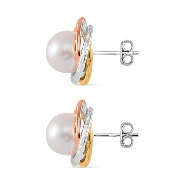 Weiße Edison Perle dreifarbige Ohrringe image number 4