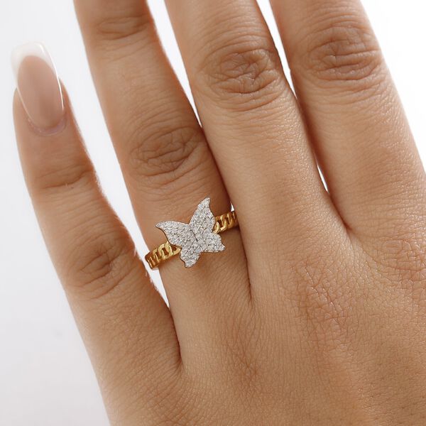 GP Trionfo Kollektion Weißer Diamant Ring 925 Silber 750 Gelbgold Vermeil (Größe 19.00) ca. 0.33 ct image number 2