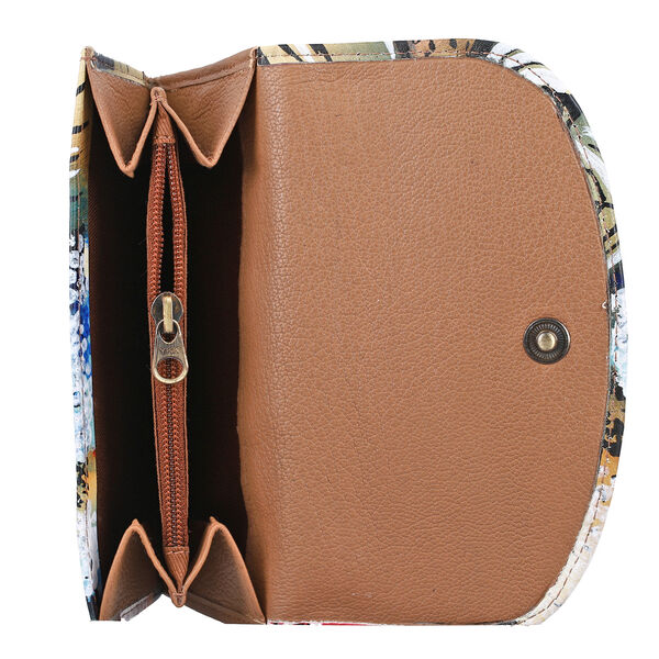 SUKRITI - handbemalte Bi-Fold Geldb&ouml;rse aus echtem Leder mit RFID Schutz, Blumenmuster, 14x9,52 cm, Braun image number 6