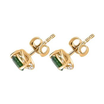 LUXORO zertifiziert und gepr&uuml;ft AAA Tsavorite Granat und Diamant Ohrringe in 585 Gold - 1,29 ct.