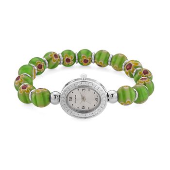 STRADA flexible gr&uuml;ne Armbanduhr im Murano-Stil, Japanisches Uhrwerk