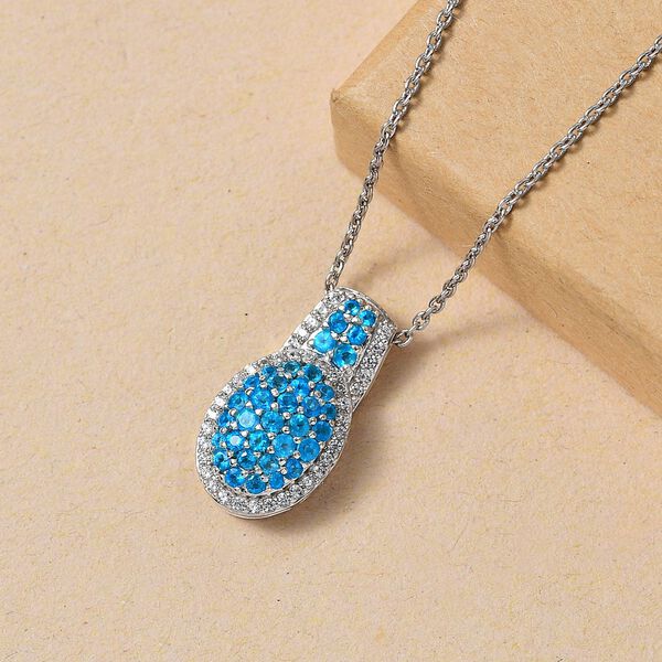 Neon Apatit und Zirkon Anhänger mit 45cm Kette - 1,81 ct. image number 2