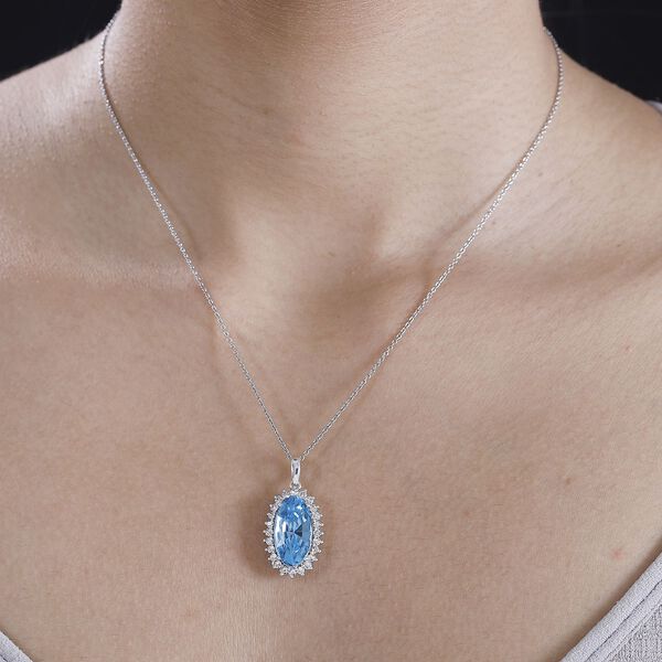 J Francis gefertigt mit SWAROVSKI- Aquamarin und wei&szlig;er Swarovski Kristall Anh&auml;nger image number 3