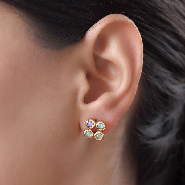 Nat&uuml;rliche, &auml;thiopische Opal-Ohrstecker, 925 Silber vergoldet ca. 0,71 ct image number 3