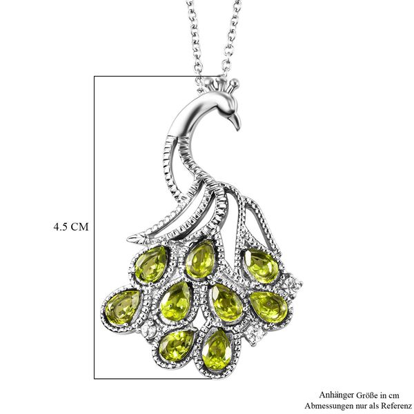 Natürliche Peridot, weißer Zirkon Anhänger mit Kette, Edelstahl, ca. 4.31 ct image number 7