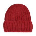 Rippstrick-Mütze mit Teddyfutter, Einheitsgröße, Weinrot