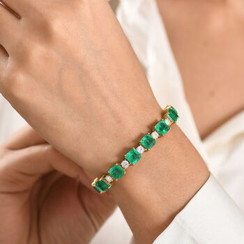 D'Joy Smaragd Triplett Quarz und Moissanit 19cm Armband - 30 ct.