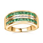 AAA Smaragd, Weißer Zirkon Ring, 925 Silber Gelbgold Vermeil, (Größe 20.00) ca. 1.41 ct image number 3