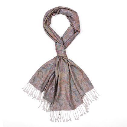 Schal mit Paisley-Muster und Fransen, 70x180cm, Mehrfarbig