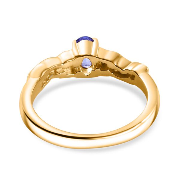 Tansanit, Weißer Zirkon Ring 925 Silber 750 Gelbgold Vermeil (Größe 21.00) ca. 0,48 ct image number 6
