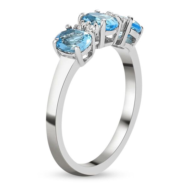 Schweizer Blautopas und wei&szlig;er Zirkon-Ring, 925 Silber platiniert  ca. 1,33 ct image number 5