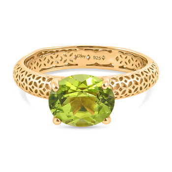 D'Joy AA Peridot Ring 925 Silber 750 Vergoldet (Gr&ouml;&szlig;e 17.00) ca. 2,02 ct