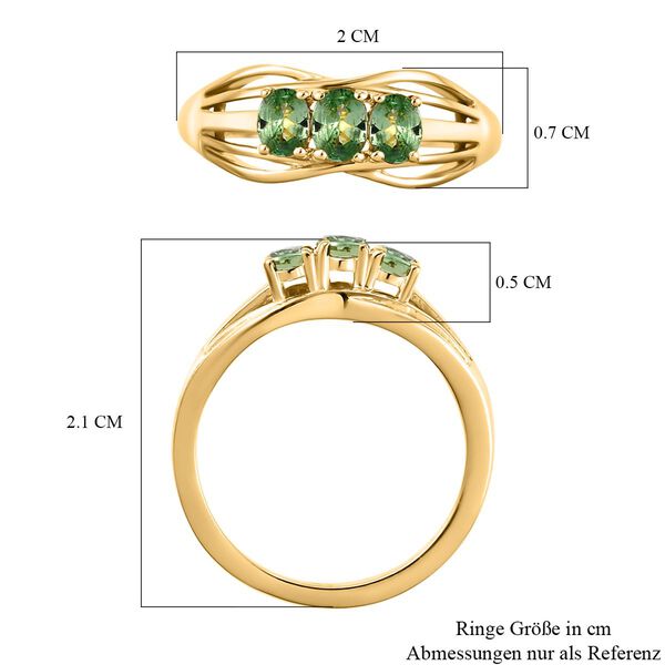 Nat&uuml;rlicher Merelani Mint-Granat Ring, 925 Silber vergoldet (Gr&ouml;&szlig;e 17.00) ca. 0.57 ct image number 7