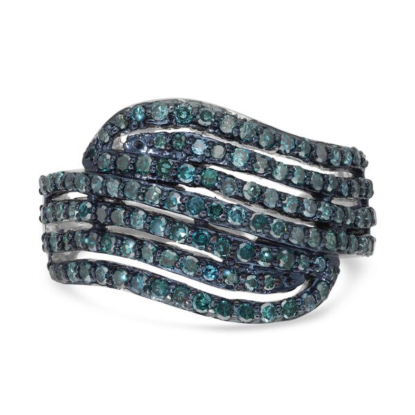 Blauer Diamant-Ring, 925 Silber platiniert  ca. 1,00 ct image number 0