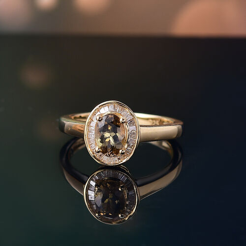 AA Natürlicher goldener Tansanit und Diamant Ring - 0,84 ct. image number 1