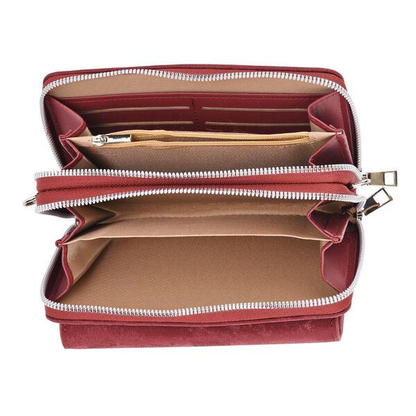 Crossbody-Tasche mit RFID-Schutz und Muster-Schulterriemen, 19x6x11 cm, Rot image number 6