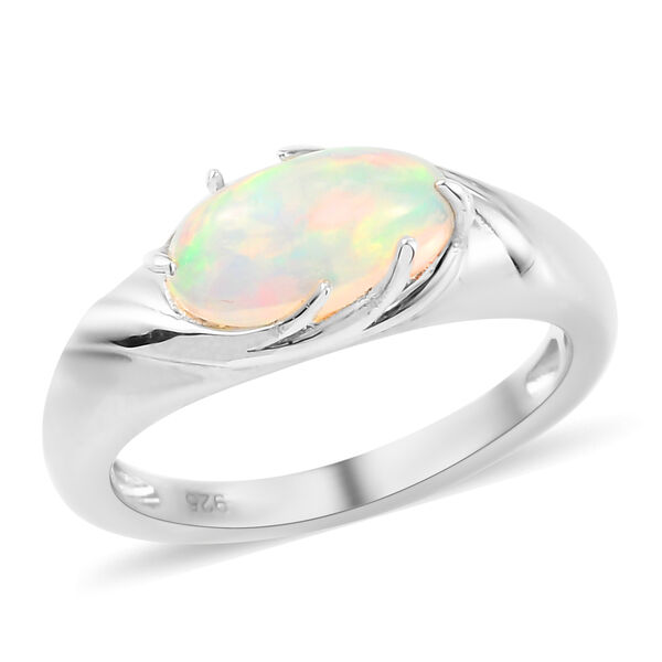 Nat&uuml;rlicher &Auml;thiopischer Opal Ring 925 Silber platiniert  ca. 0,91 ct image number 4
