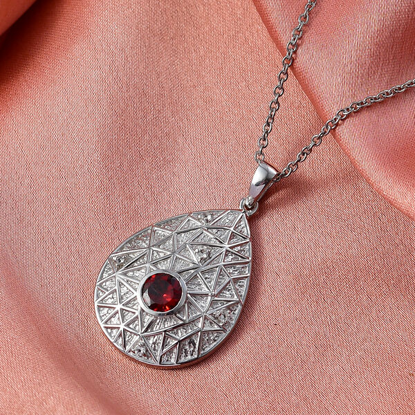 EverTrue roter Granat und wei&szlig;er Topas Anh&auml;nger mit 50cm Kette - 1 ct. image number 2