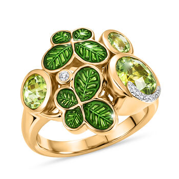 GP - AA Peridot Ring 925 Silber 750 Gelbgold vermeil (Gr&ouml;&szlig;e 17.00) ca. 2,18 ct